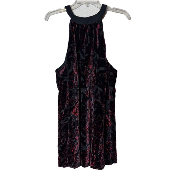 Torrid Burnout Velvet Halter Tunic Tank Top Red Black Paisley Goth Plus Size 2X - Picture 1 of 10
